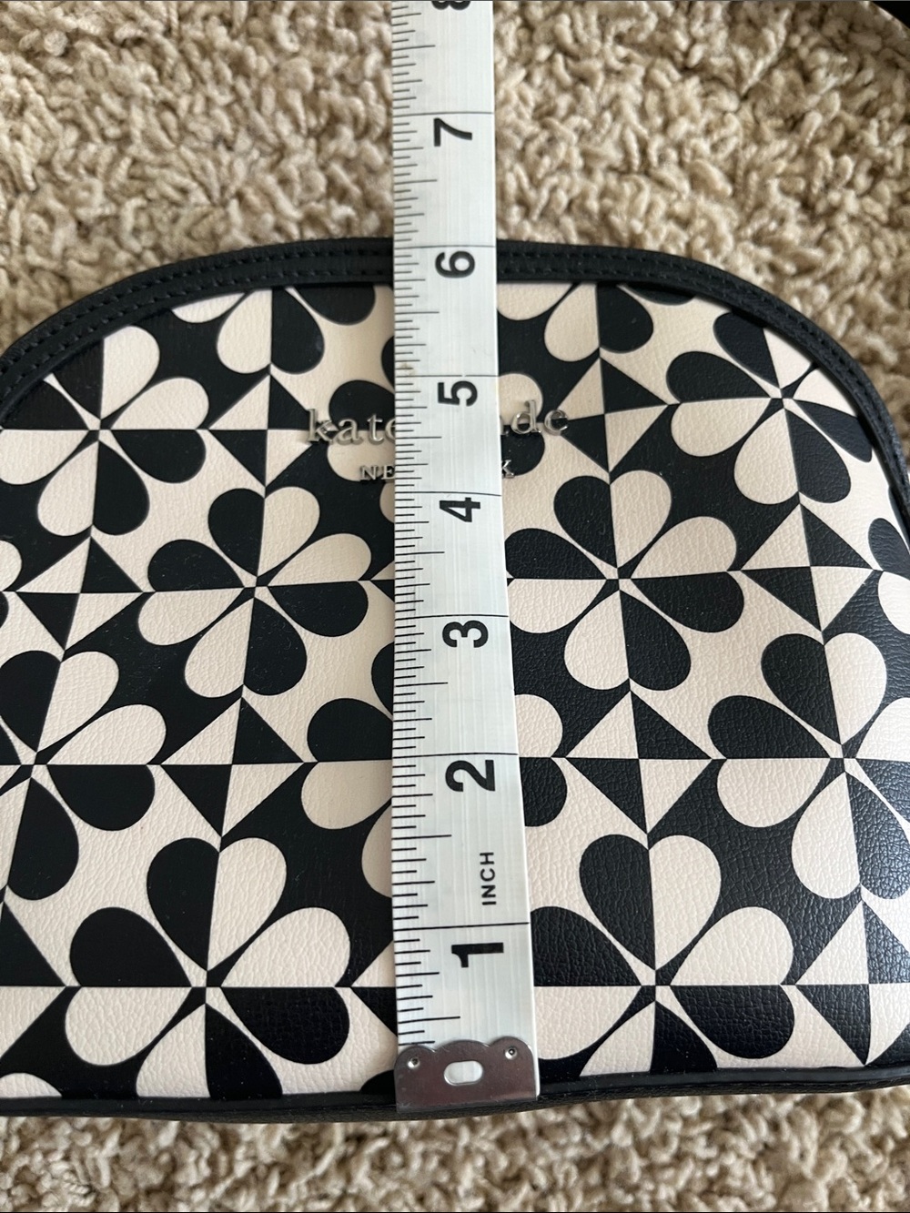 kate spade Black & Cream Geometric Floral Dome Crossbody - Picture 10 of 10